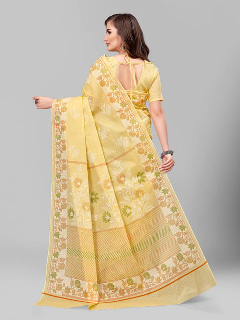 Vasthrlay Cotton Printed Mulmul Blue Saree