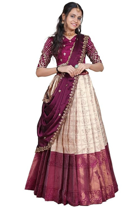 Vasthrlay South India Half And Half Saree For Womens