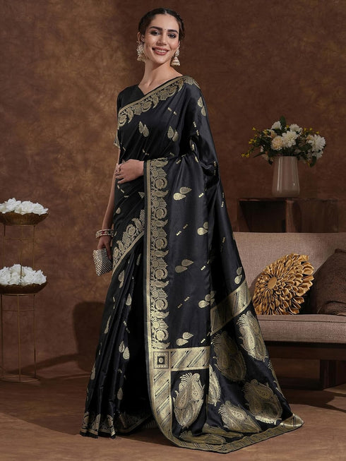 Vasthrlay Womens Weaving Unstitched Maroon Saree