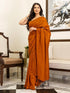 Vasthrlay Chanderi Tassels Unstitched Rust Saree