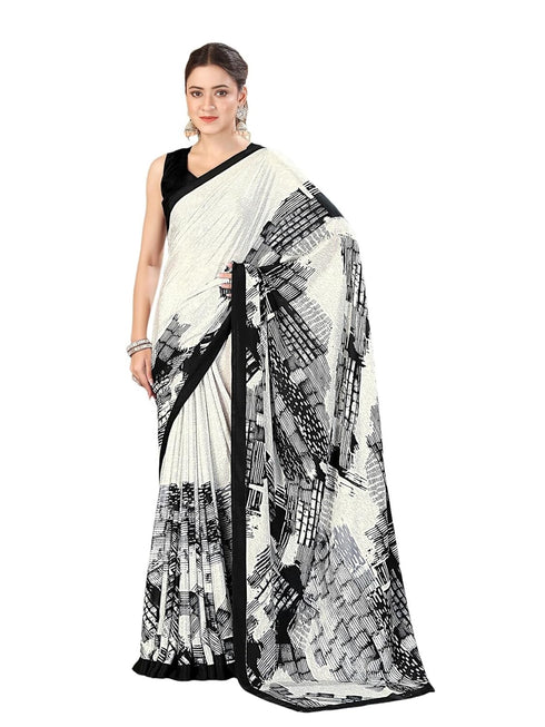 Vasthrlay Printed Off White1 White Saree