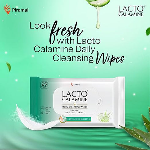 Lacto Calamine Daily Cleansing Facial Wipes - 25N Each