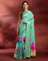 Vasthrlay Printed Jacquard Unstitched Rama Green Saree