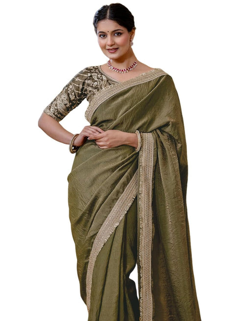 Vasthrlay Womens Unstitched Blouse Mustard Saree