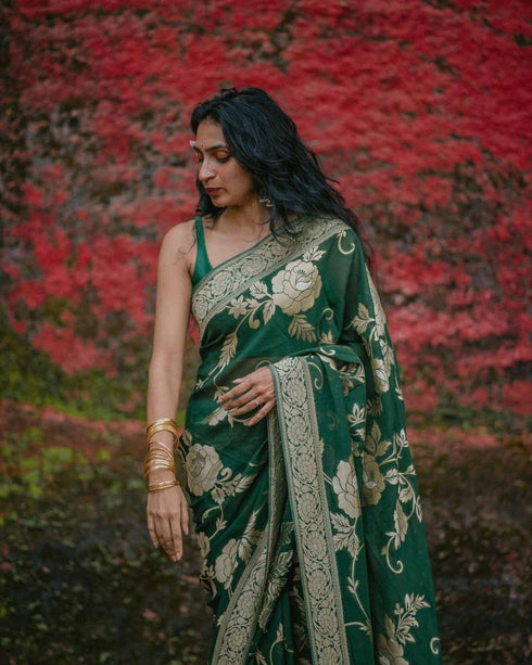 Vasthrlay Yellow Banarasi Wedding Saree