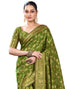 Vasthrlay Womens Banarasi Unstitched Olive Green Saree