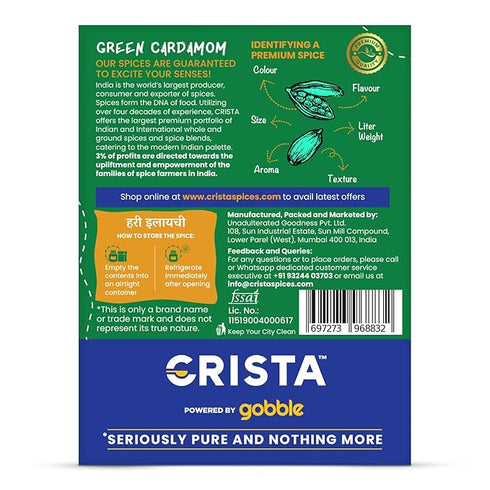 CRISTA 100gm Whole Green Cardamom | Elaichi