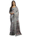 Vasthrlay Womens Printed Grey Saree With Unstitched Blouse Piece