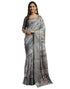 Vasthrlay Womens Printed Grey Saree With Unstitched Blouse Piece