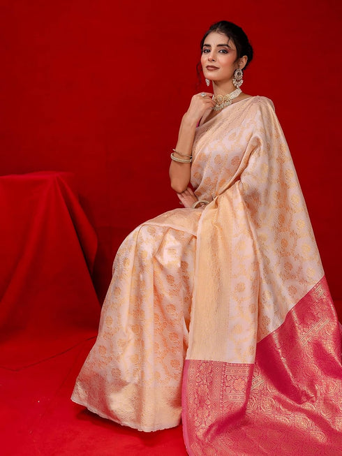 Vasthrlay Weaving Cream Saree