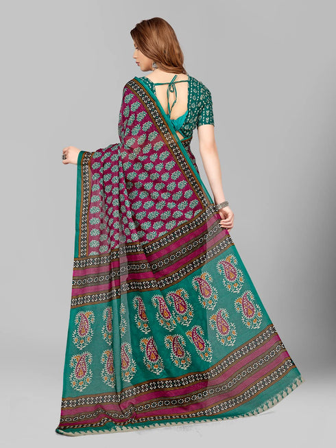 Vasthrlay Cotton Printed Mulmul Saree