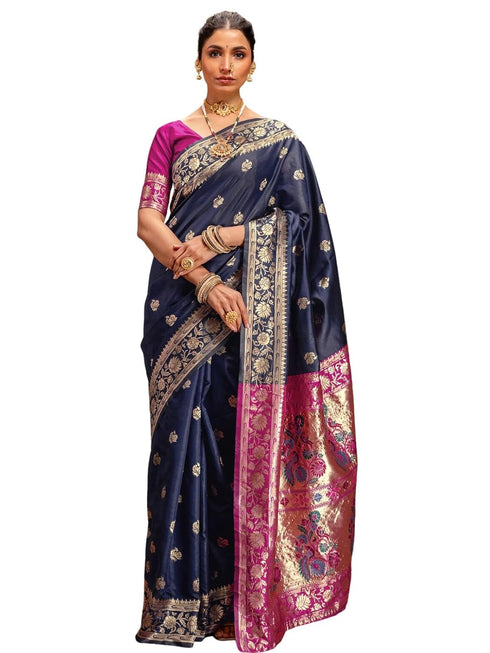 Vasthrlay Weaving Paithani Unstitched Maroon Saree