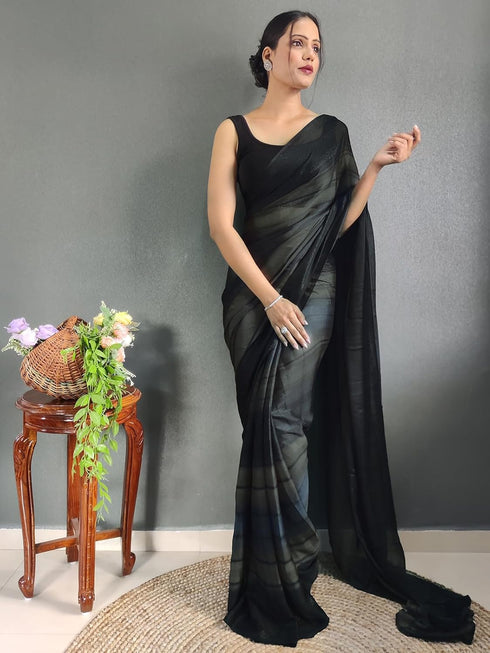 Vasthrlay Womens Georgette Unstitched Brown Saree