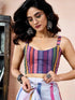 Vasthrlay Chanderi Printed Unstitched Teal Saree
