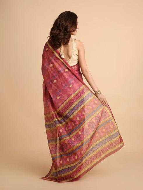 Vasthrlay Cotton Printed Blue Saree