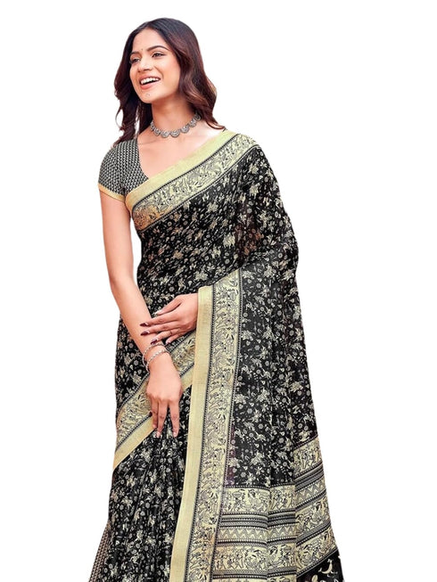 Vasthrlay Womens Printed Unstitched Dusty Pink Saree