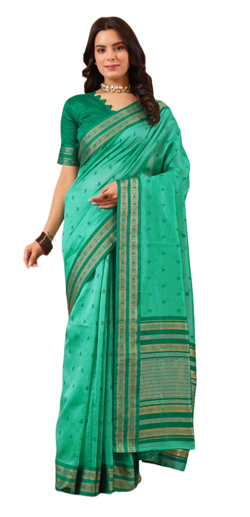 Vasthrlay Orange Jacquard Unstitched Saree