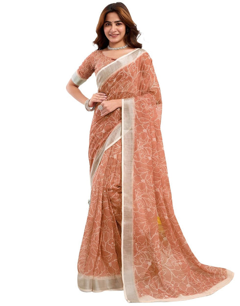 Vasthrlay Unstitched Readymade Traditional Pink Saree