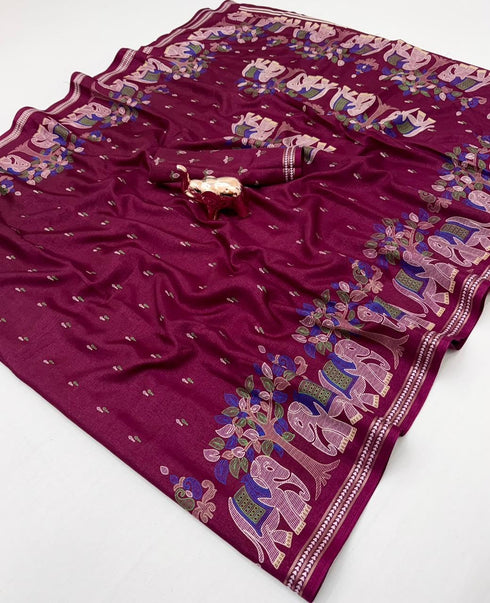 Vasthrlay Kalamkari Elephant Contrast
