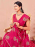 Vasthrlay Vichitra Printed Unstitched Rani Pink Saree