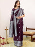 Vasthrlay Banarasi Jacquard Unstitched Purple Saree
