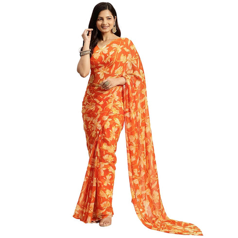 Vasthrlay Chiffon Printed Unstitched Rani Saree