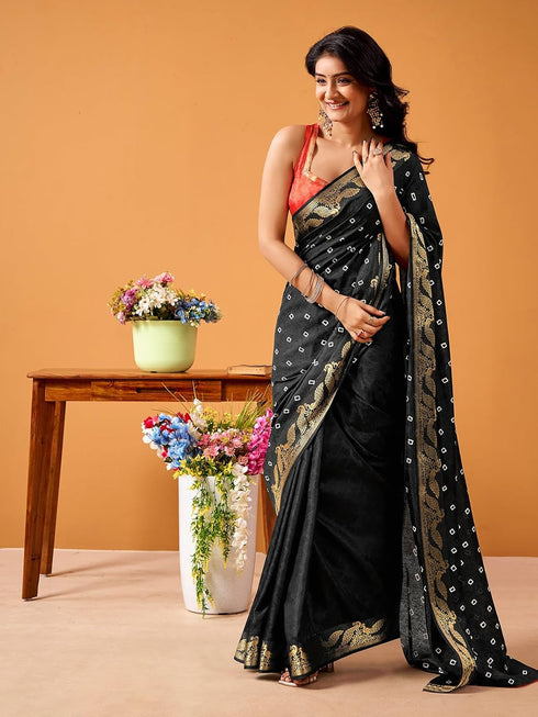 Vasthrlay Bandhani Printed Rama Saree
