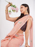Vasthrlay Peach Womens Printed Linen Saree With Unstitched Blouse Piece