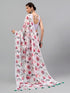 Vasthrlay Purple Sheer Spring Floral Printed Art Chiffon Saree With Unstitched Blouse