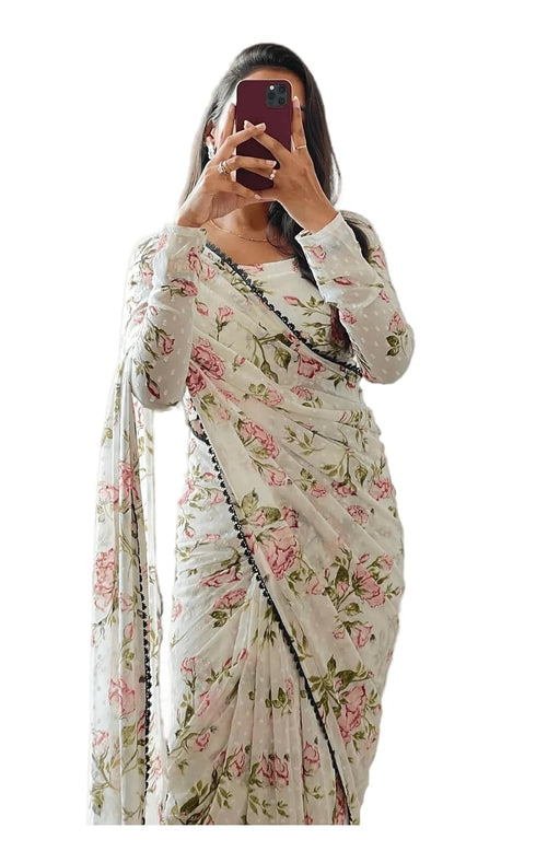 Vasthrlay Georgette Digital Printed Unstitched Ethnic Wear