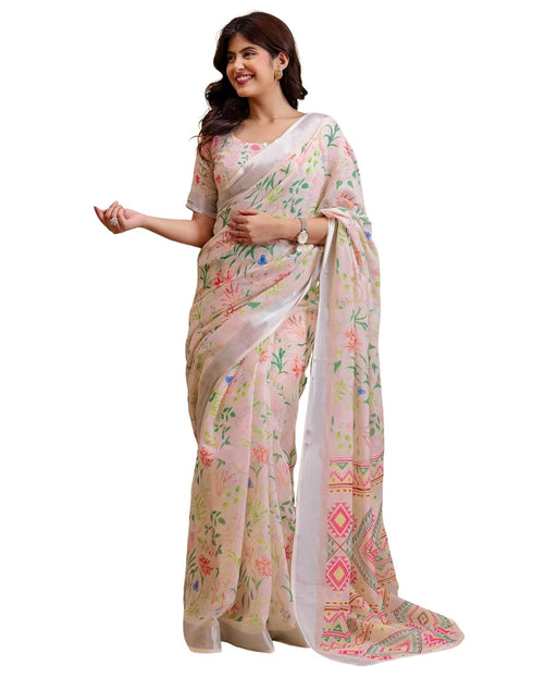 Vasthrlay Womens Printed Minute Green Saree