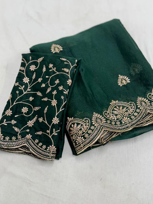 Vasthrlay Georgette Embroidery Saree Embellishments
