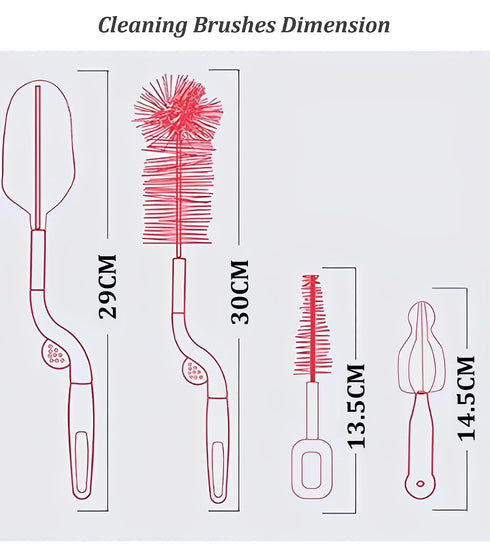 Syga Baby Milk Bottle Nipple Straw Brush Sponge Nylon Cleaning Brush Cleaner Bottle Tong Set