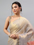 Vasthrlay Grey Floral And Solid Design Polyester Saree With Unstitched Blouse Piece