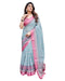 Vasthrlay Turquoise Floral Embroidered Saree