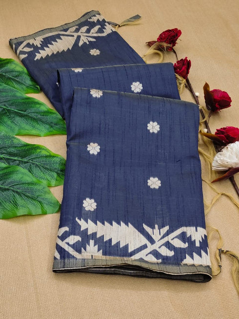 Vasthrlay Tussar Kalamkari Geometric Design Thread