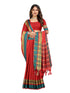 Vasthrlay Red Cotton Unstitched Saree