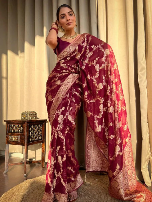 Vasthrlay Organza Designer Unstitched Saree