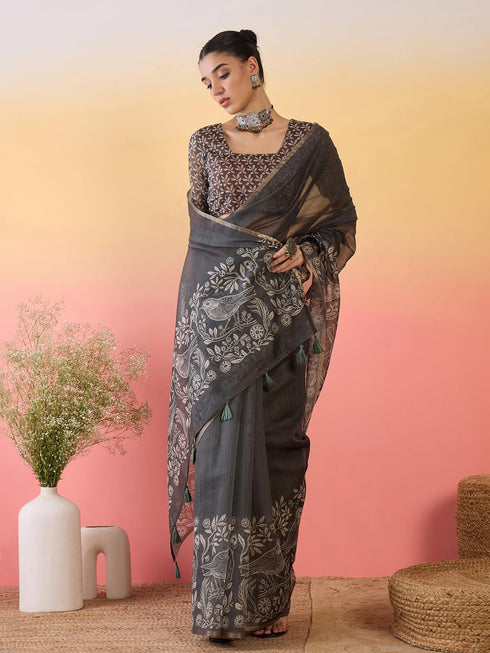 Vasthrlay Botanical Printed Unstitched Hs Ethnic Wear