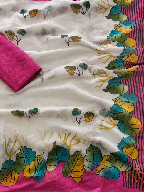Vasthrlay Printed Multicolor Border Floral