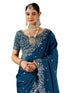 Vasthrlay Scalloped Embroidery Unstitched Rani Pink Saree