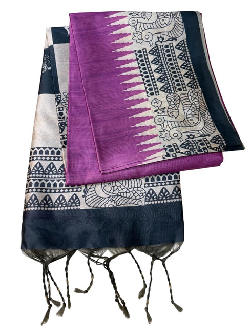 Vasthrlay Tussar Kalamkari Madhubani Border Blouse