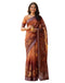 Vasthrlay Womens Printed Orange | Dusty Wine Saree With Unstitched Blouse Piece