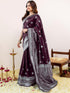 Vasthrlay Banarasi Jacquard Unstitched Purple Saree