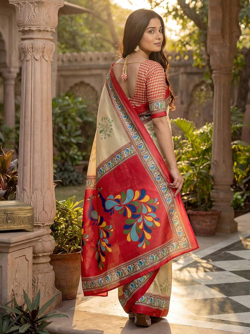 Vasthrlay Banglori Printed Dusty Saree