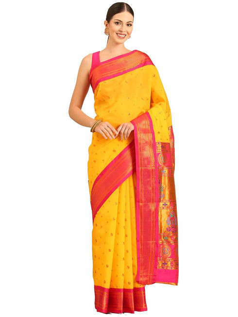 Vasthrlay Paithani Orange Saree