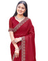 Vasthrlay Georgette Scalloped Unstitched Red Saree