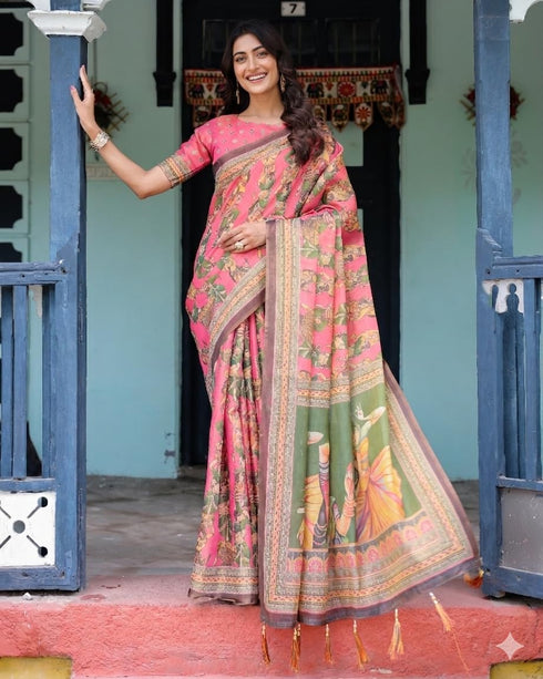 Vasthrlay Handloom Traditional Kalamkari Unstitched