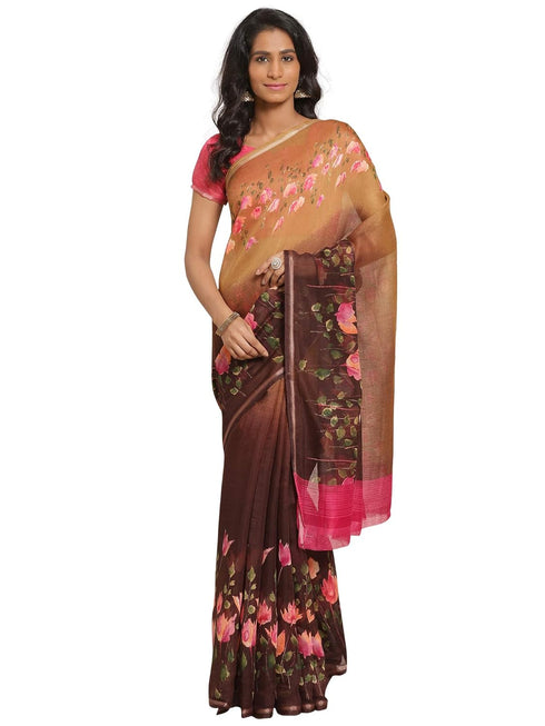 Vasthrlay Floral Unstitched Yellow Ethnic Wear