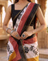 Vasthrlay Womens Printed Yellow | White | Multi Saree With Unstitched Blouse Piece